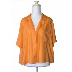 Abound Coral Sherbet Oversized Button-Down Blouse | Size XL | NWT | 100% Lenzing